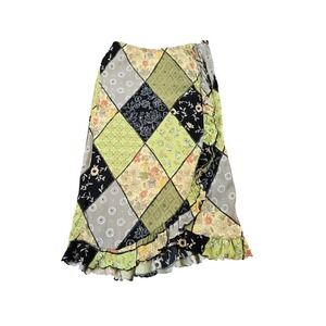 John Paul Richard  Women's Wrap Skirt Look  Stretch Ruffled Hem Boho Prairie L